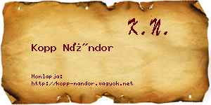 Kopp Nándor névjegykártya